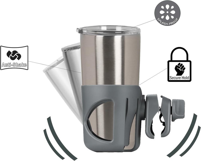 Digital Nc Knee Walker Cup Holder. A Solid Super Secure Fit. 360 Degrees Rotatable. Anti-Shake Spill Resistant. (Gray) - Image 2